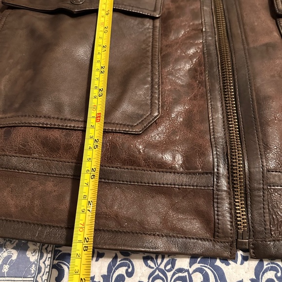 LUCKY BRAND Men's Leather Aviator Jacket With Faux Shearling Collar - Picture 6 of 15